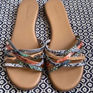 Madewell size 6.5 multicolor straps slide sandal.